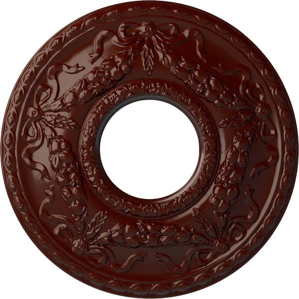 Ekena Millwork Hurley Ceiling Medallion (Canopies up to 7 1/4"), 22 1/8"OD x 7 1/4"ID x 1 3/4"P, Brushed Mahogany CM26HUBMF - main
